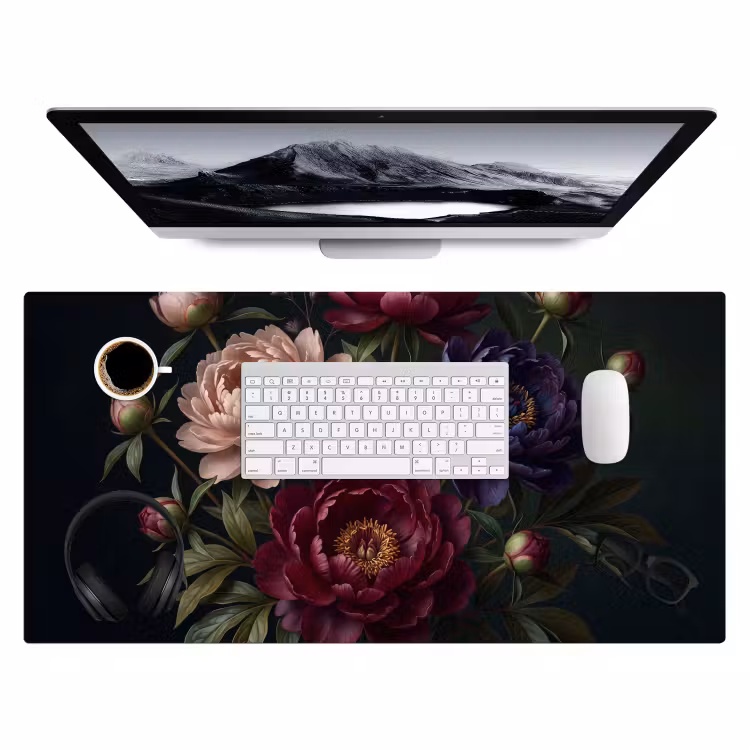 Bloemen - Boeket - Natuur - Modern - Donker Muismat XXL klein -3d