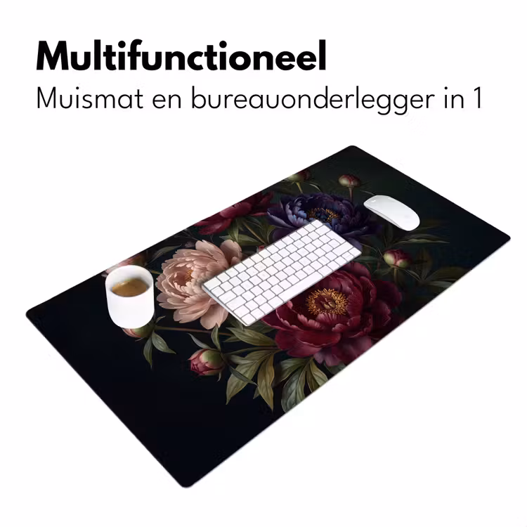 Bloemen - Boeket - Natuur - Modern - Donker Muismat XXL klein -sfeer4