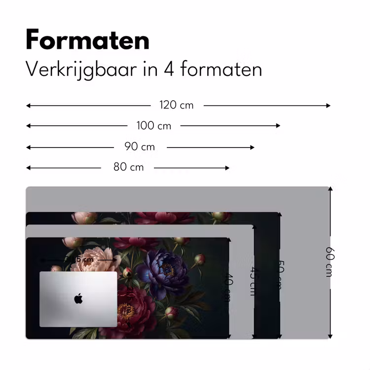 Bloemen - Boeket - Natuur - Modern - Donker Muismat XXL klein -sfeer5