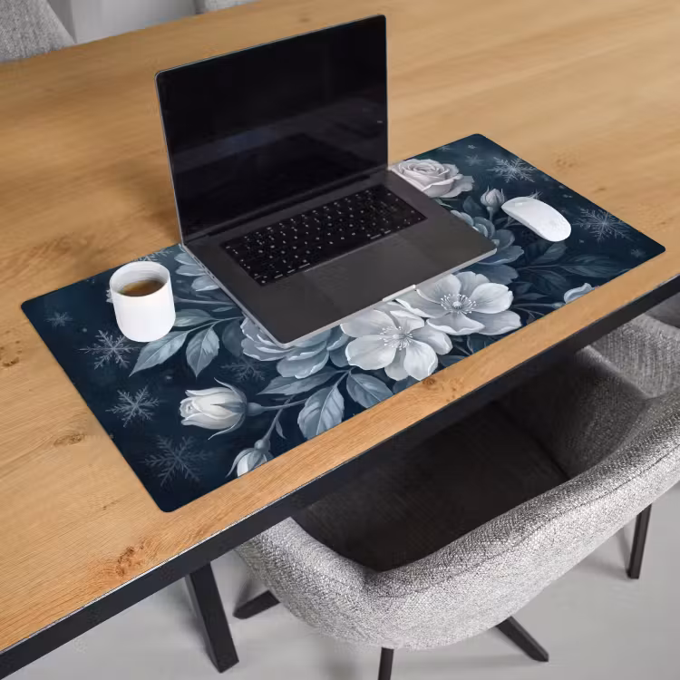 Bloemen - Boeket - Winter - Abstract - Blauw Muismat XXL klein -sfeer1