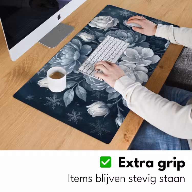 Bloemen - Boeket - Winter - Abstract - Blauw Muismat XXL klein -sfeer3