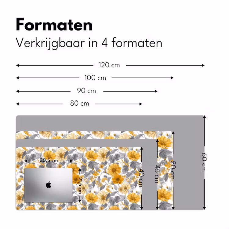 Bloemen - Botanisch - Elegant - Okergeel - Grijs Muismat XXL klein 681 -sfeer5