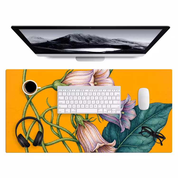 Bureau onderlegger - Bloemen - Botanisch - Geel - Bloemen - Botanisch - Geel Muismat XXL klein