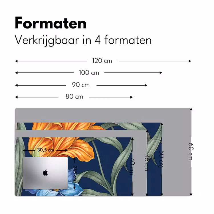 Bureau onderlegger - Bloemen - Botanisch - Patroon - Bloemen - Botanisch - Patroon Muismat XXL klein
