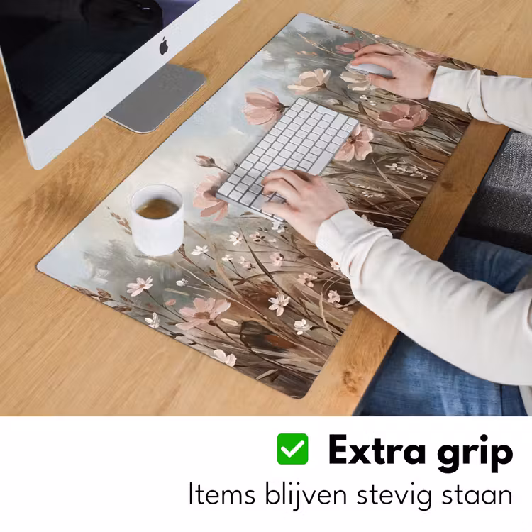 Bloemen - Botanisch - Schilderij - Pastel - Rustiek Muismat XXL klein -sfeer3