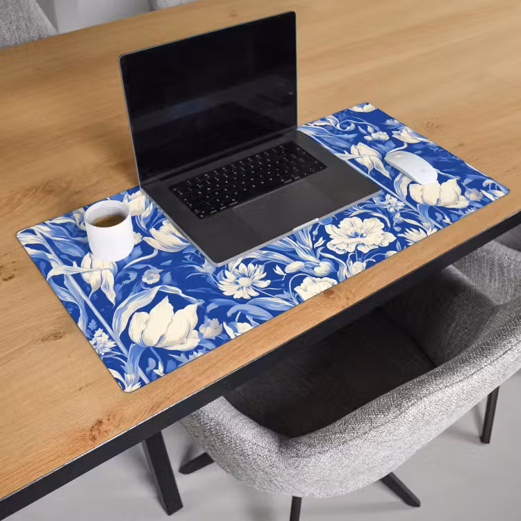 Bloemen - Delfts Blauw - Patroon - Tulp Muismat XXL klein -sfeer1
