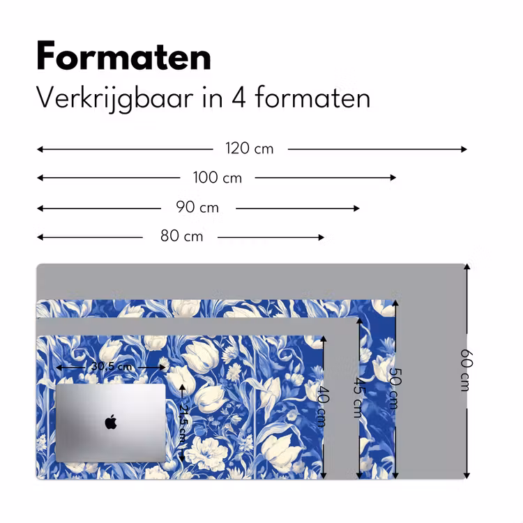 Bloemen - Delfts Blauw - Patroon - Tulp Muismat XXL klein -sfeer5