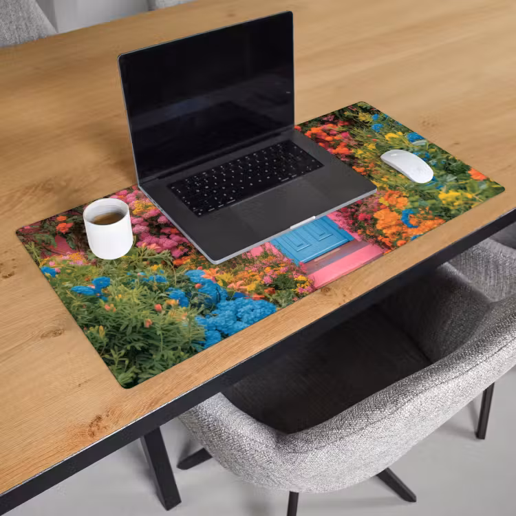 Bloemen - Deur - Roze Muismat XXL klein -sfeer1