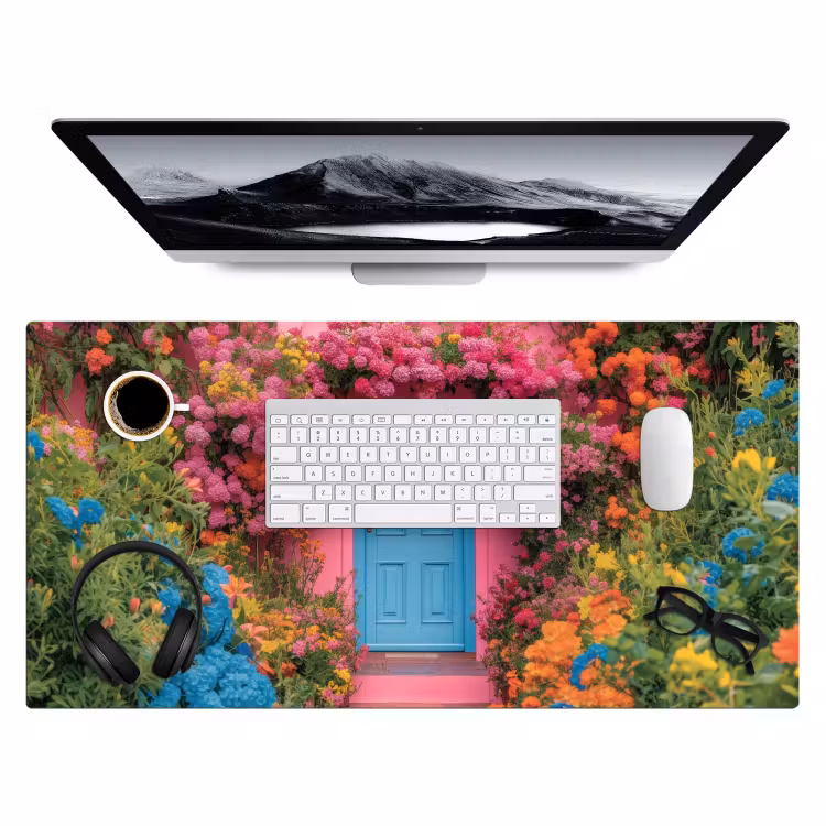Bloemen - Deur - Roze Muismat XXL klein -3d