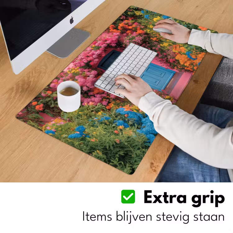Bloemen - Deur - Roze Muismat XXL klein -sfeer3