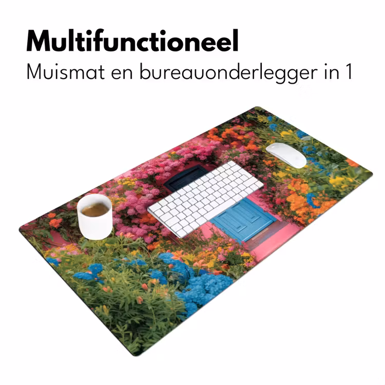 Bloemen - Deur - Roze Muismat XXL klein -sfeer4