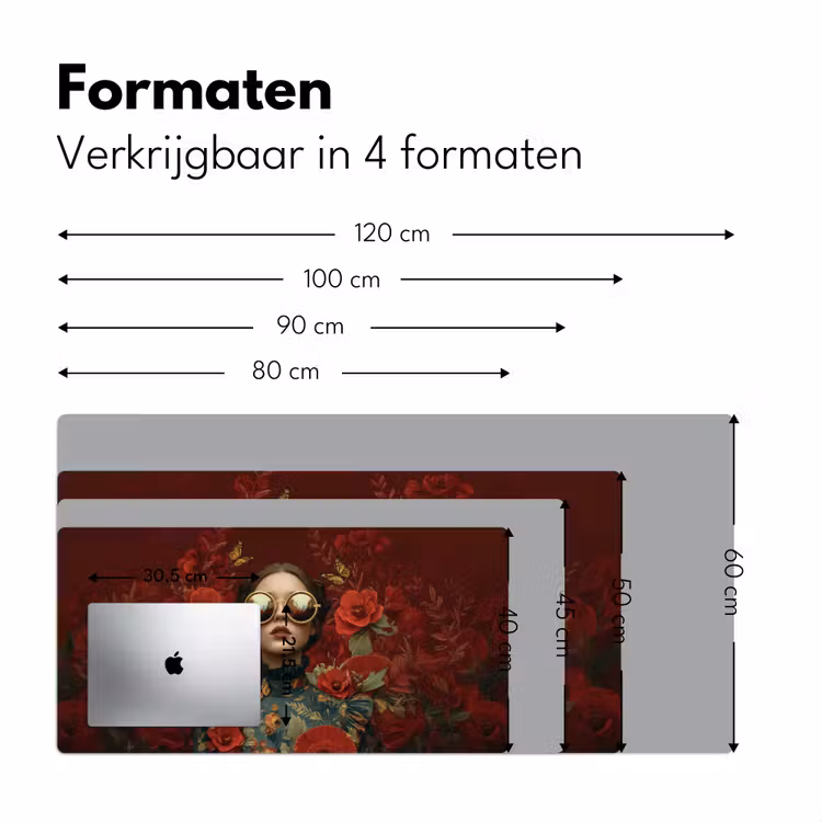 Bloemen - Dieprood - Zonnebril - Vrouw Muismat XXL klein -sfeer5