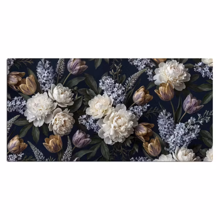 Bloemen - Donker - Elegant - Natuur - Wit Muismat XXL klein -3d_leeg
