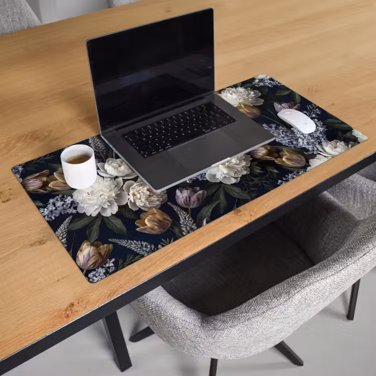 Bloemen - Donker - Elegant - Natuur - Wit Muismat XXL klein -sfeer1