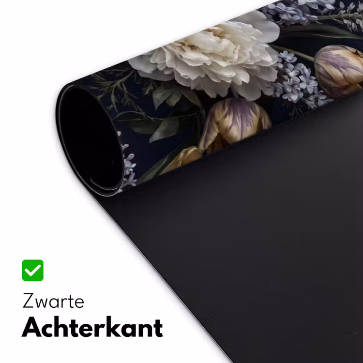 Bloemen - Donker - Elegant - Natuur - Wit Muismat XXL klein -sfeer2