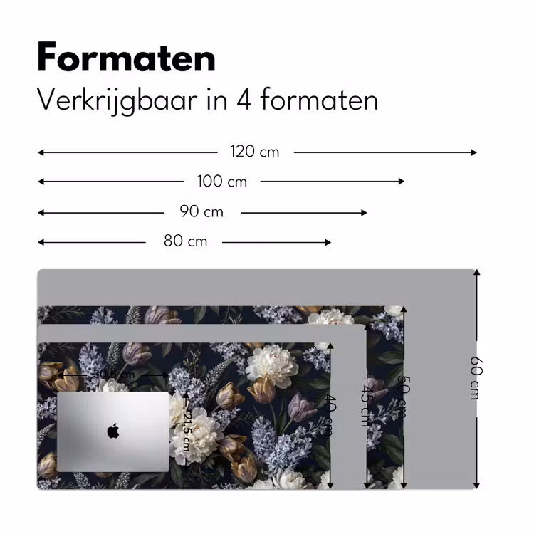 Bloemen - Donker - Elegant - Natuur - Wit Muismat XXL klein -sfeer5