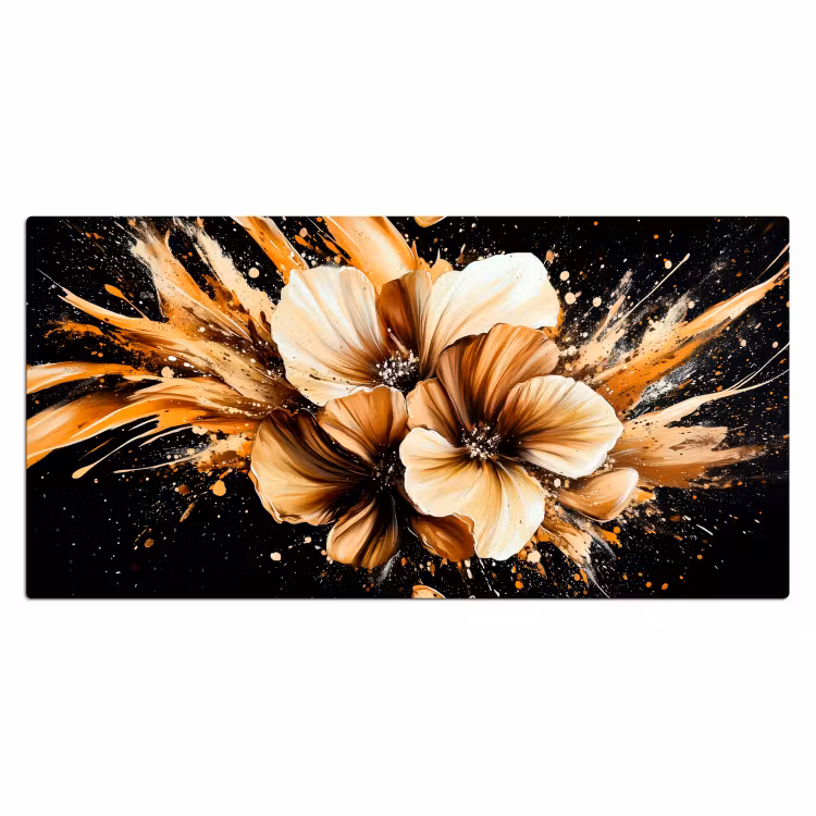 Bloemen - Goud - Graffiti - Zwart - Abstract Muismat XXL klein -3d_leeg