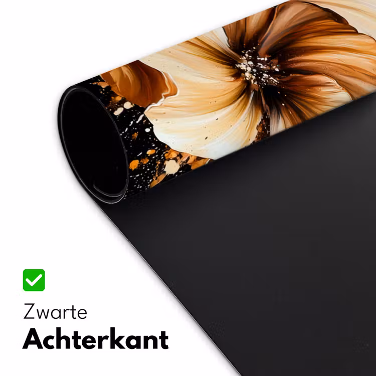 Bloemen - Goud - Graffiti - Zwart - Abstract Muismat XXL klein -sfeer2