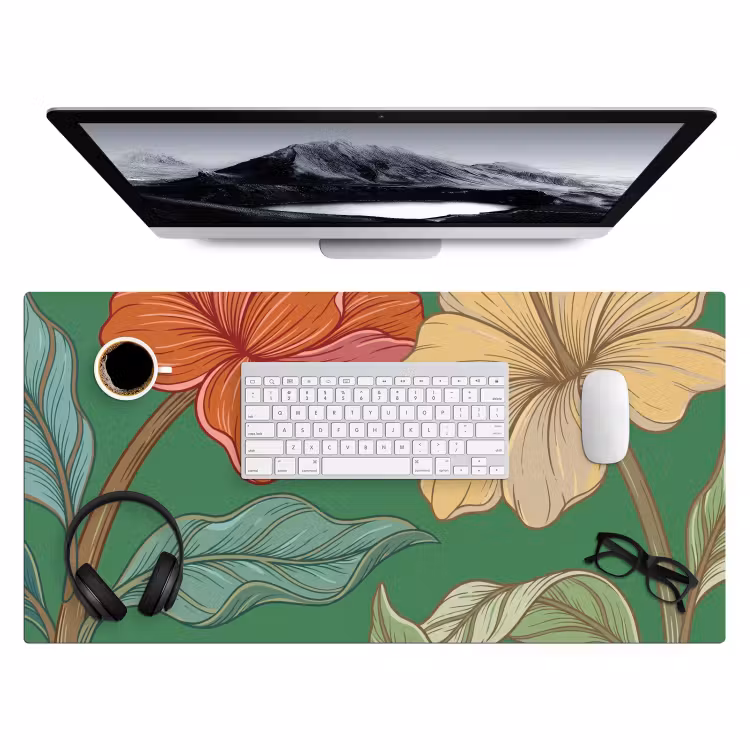 Bureau onderlegger - Bloemen - Groen - Illustratie - Bloemen - Groen - Illustratie Muismat XXL klein