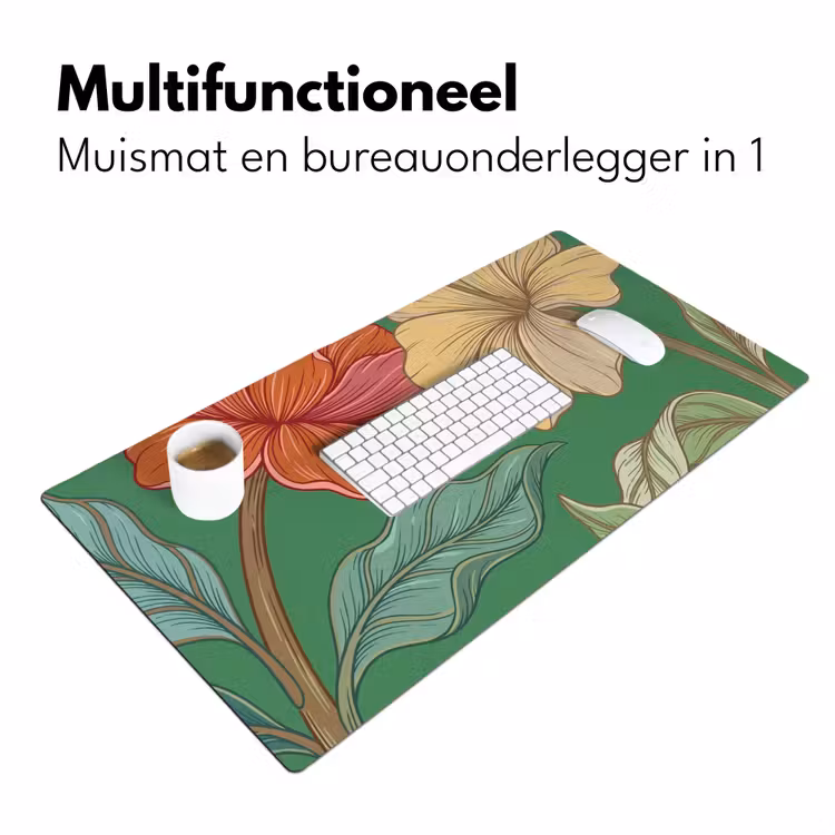 Bureau onderlegger - Bloemen - Groen - Illustratie - Bloemen - Groen - Illustratie Muismat XXL klein