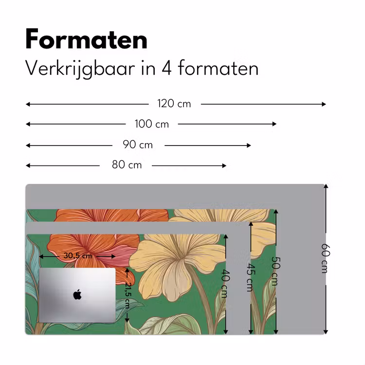 Bureau onderlegger - Bloemen - Groen - Illustratie - Bloemen - Groen - Illustratie Muismat XXL klein