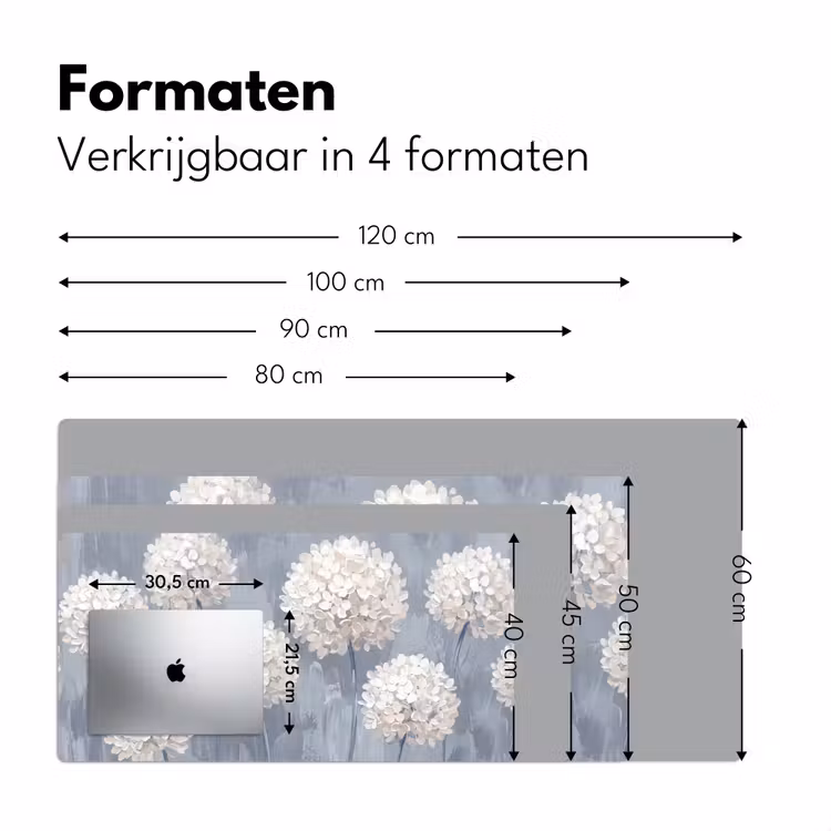 Bloemen - Illustratie - Blauw Muismat XXL klein -sfeer5