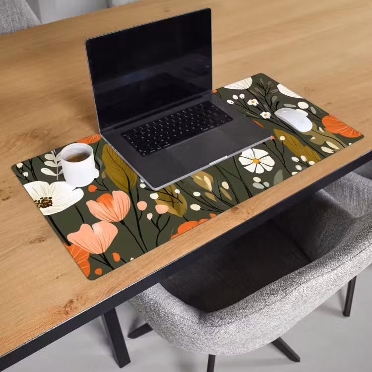 Bloemen - Illustratie - Groen Muismat XXL klein -sfeer1