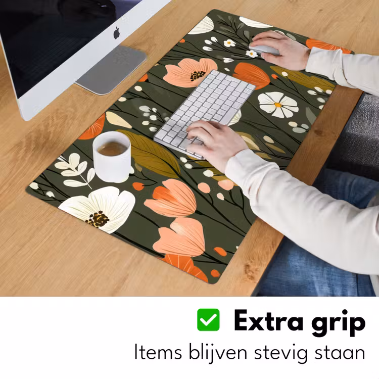 Bloemen - Illustratie - Groen Muismat XXL klein -sfeer3