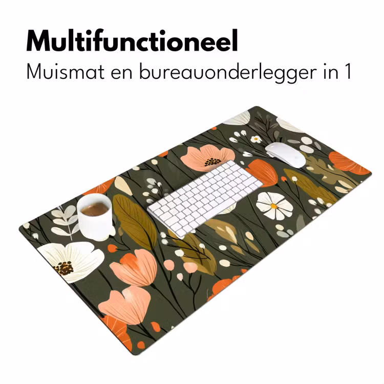 Bloemen - Illustratie - Groen Muismat XXL klein -sfeer4
