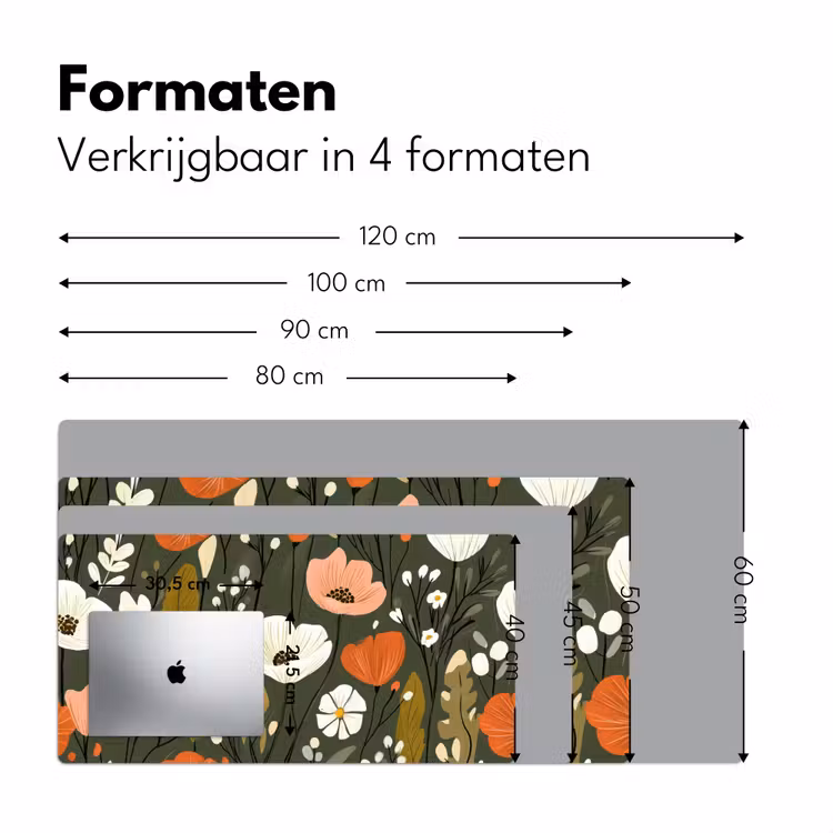 Bloemen - Illustratie - Groen Muismat XXL klein -sfeer5