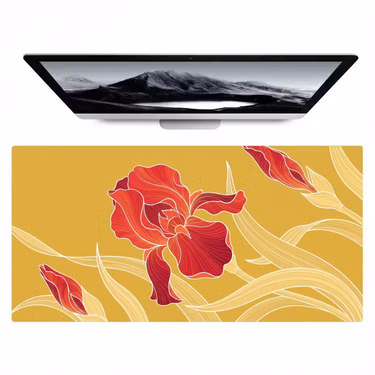 Bureau onderlegger - Bloemen - Illustratie - Rood - Bloemen - Illustratie - Rood Muismat XXL klein