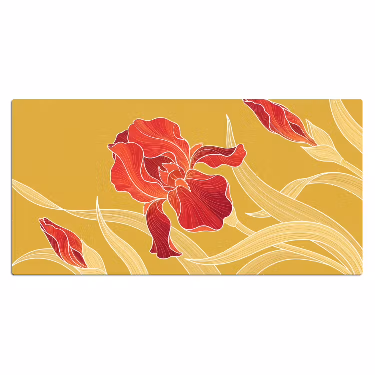 Bureau onderlegger - Bloemen - Illustratie - Rood - Bloemen - Illustratie - Rood Muismat XXL klein