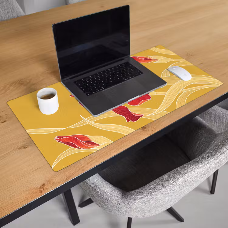 Bureau onderlegger - Bloemen - Illustratie - Rood - Bloemen - Illustratie - Rood Muismat XXL klein