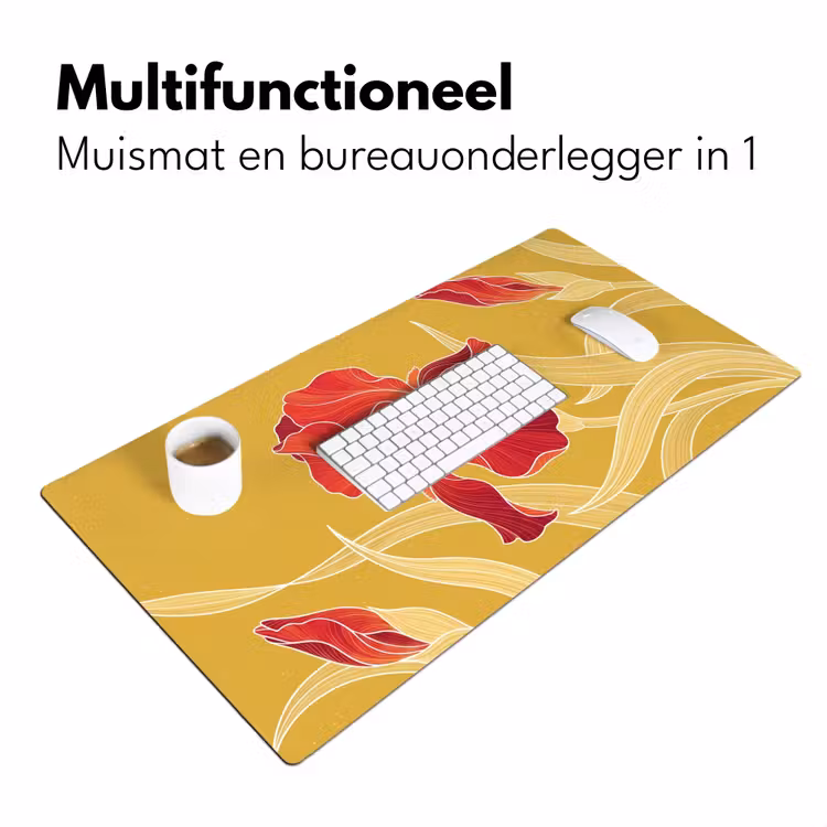 Bureau onderlegger - Bloemen - Illustratie - Rood - Bloemen - Illustratie - Rood Muismat XXL klein