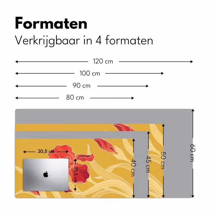 Bureau onderlegger - Bloemen - Illustratie - Rood - Bloemen - Illustratie - Rood Muismat XXL klein