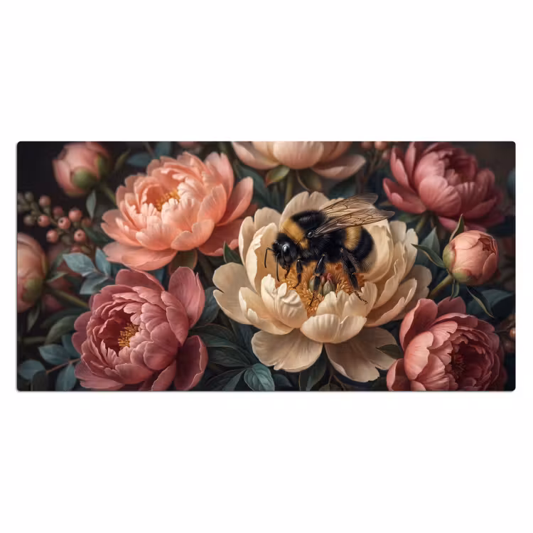 Bloemen - Insect - Natuur - Roze Muismat XXL klein -3d_leeg
