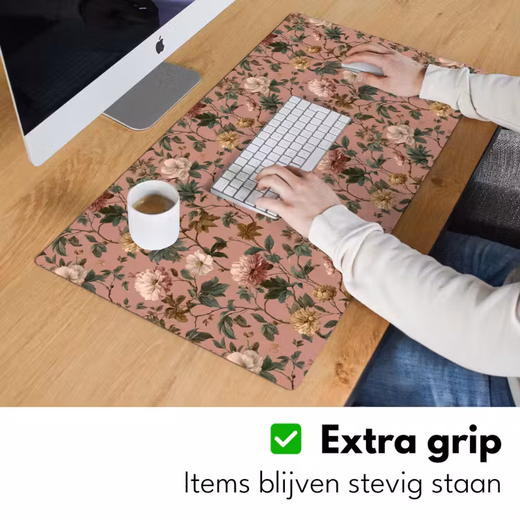 Bloemen - Klassiek - Roze Muismat XXL klein 681 -sfeer3