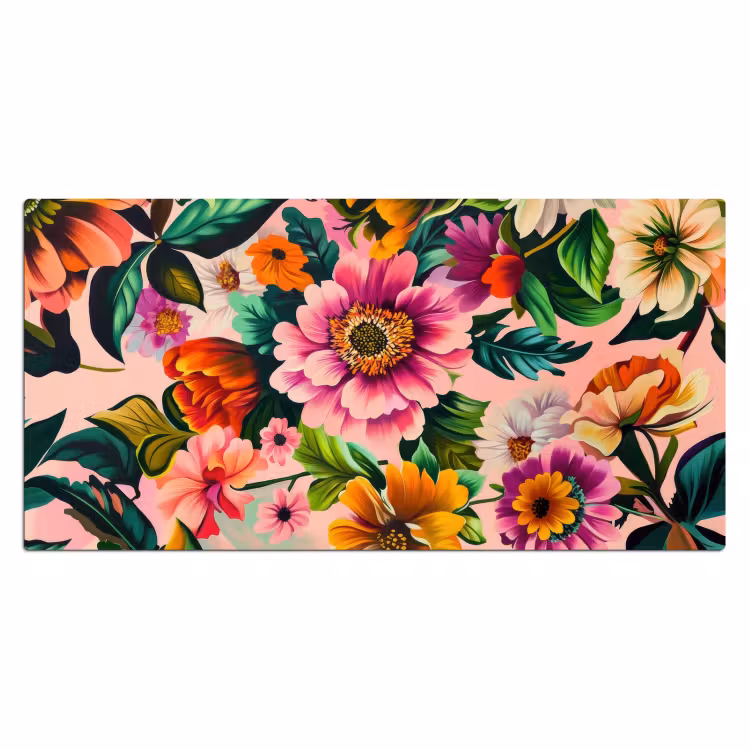 Bloemen - Kleurrijk - Roze Muismat XXL klein -3d_leeg