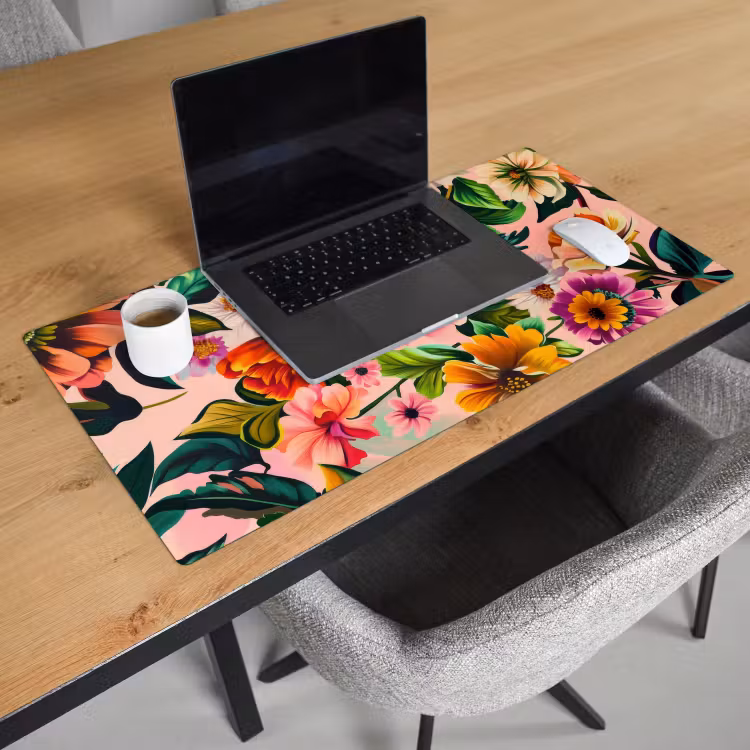 Bloemen - Kleurrijk - Roze Muismat XXL klein -sfeer1