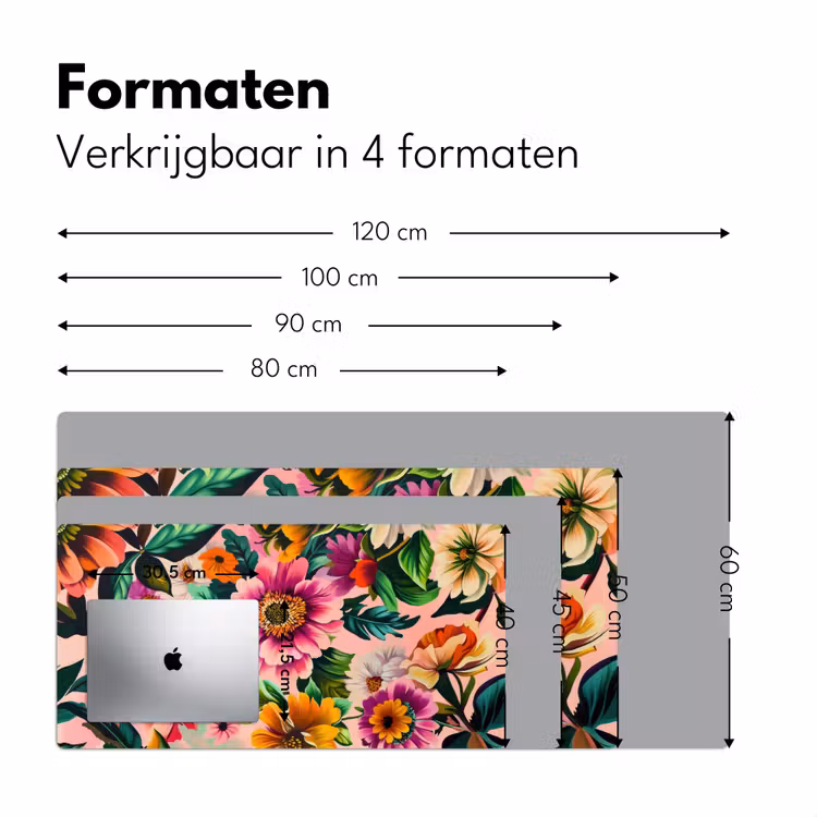 Bloemen - Kleurrijk - Roze Muismat XXL klein -sfeer5