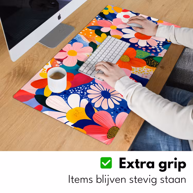 Bloemen - Kleurrijk - Stippen Muismat XXL klein -sfeer3