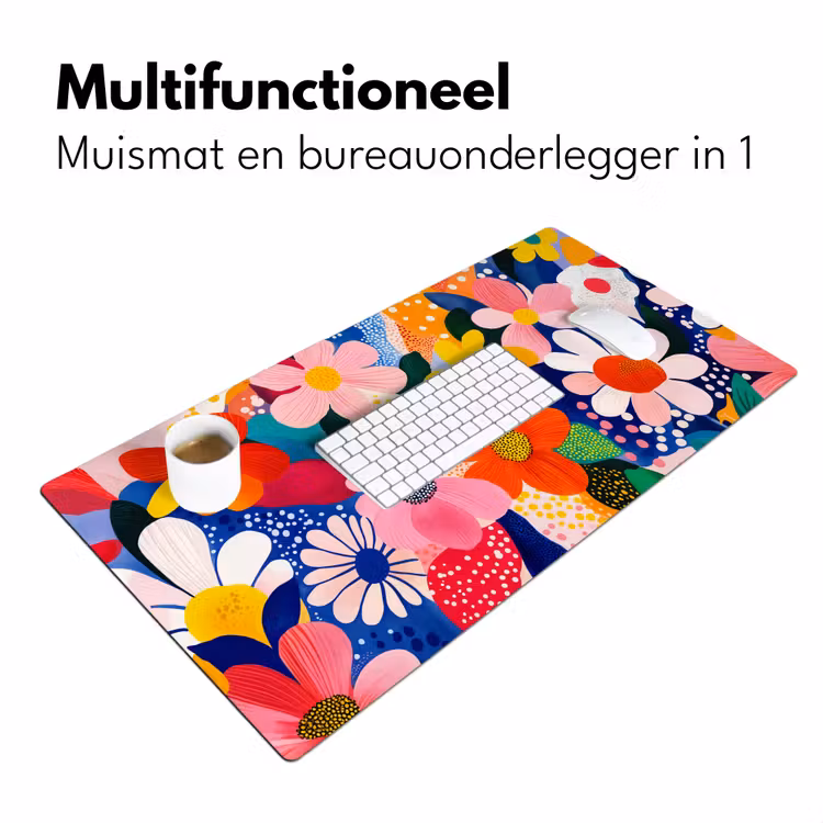 Bloemen - Kleurrijk - Stippen Muismat XXL klein -sfeer4