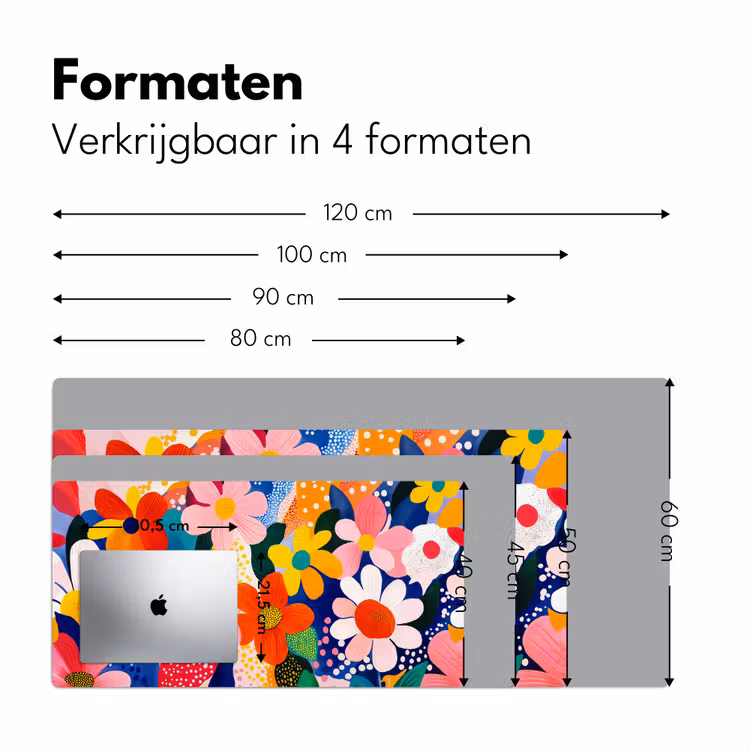 Bloemen - Kleurrijk - Stippen Muismat XXL klein -sfeer5