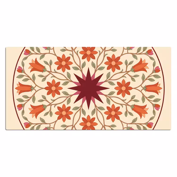 Bloemen - Mandala - Decoratief - Rood Muismat XXL klein -3d_leeg