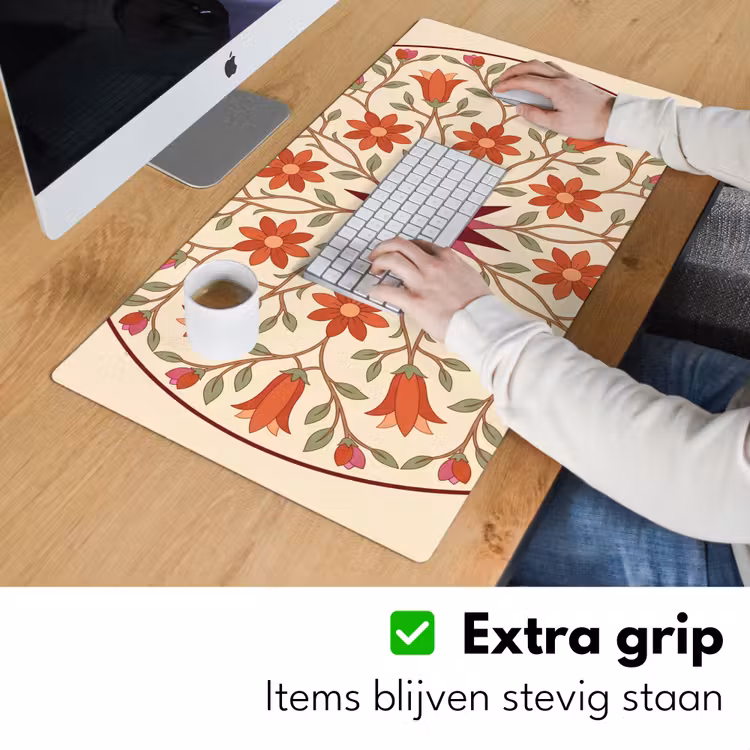 Bloemen - Mandala - Decoratief - Rood Muismat XXL klein -sfeer3