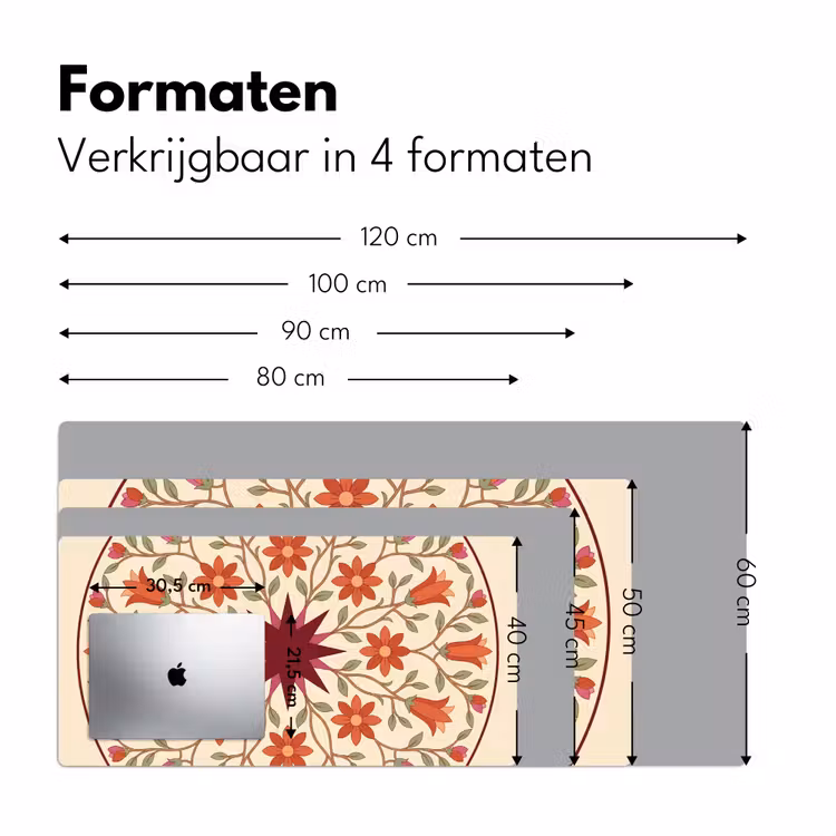 Bloemen - Mandala - Decoratief - Rood Muismat XXL klein -sfeer5