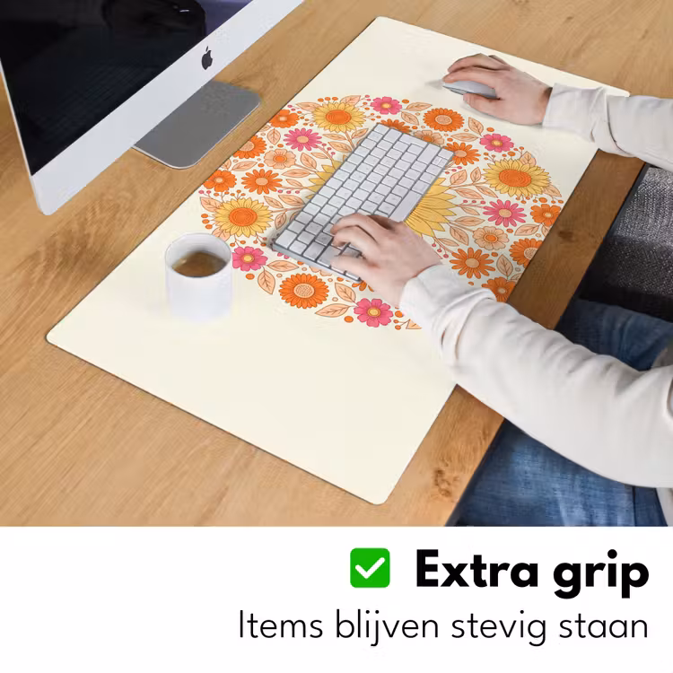 Bloemen - Mandala - Patroon - Kleurrijk Muismat XXL klein -sfeer3