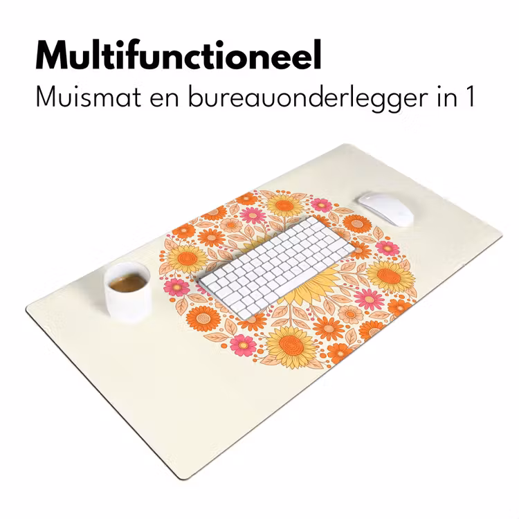 Bloemen - Mandala - Patroon - Kleurrijk Muismat XXL klein -sfeer4