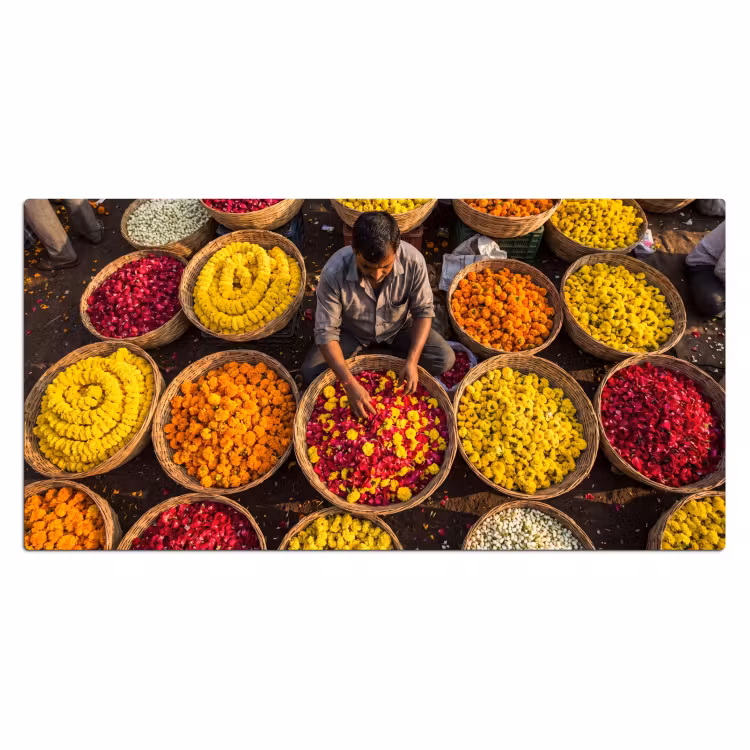 Bureau onderlegger - Bloemen - Markt - Kleurrijk - Bloemen - Markt - Kleurrijk Muismat XXL klein
