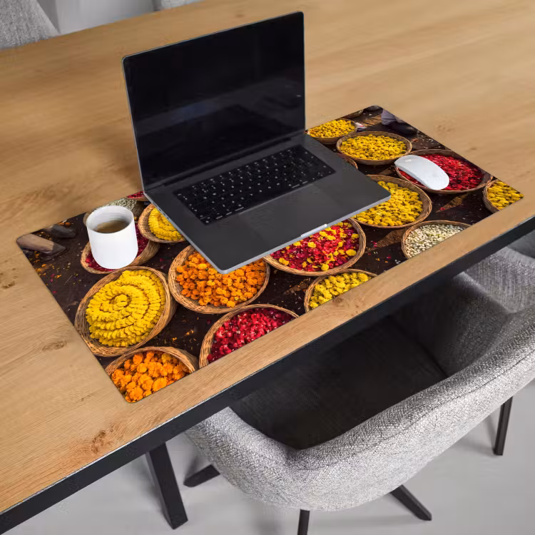 Bureau onderlegger - Bloemen - Markt - Kleurrijk - Bloemen - Markt - Kleurrijk Muismat XXL klein
